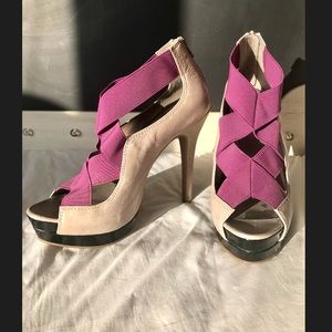 GREY / PURPLE STRAPPY HEELS